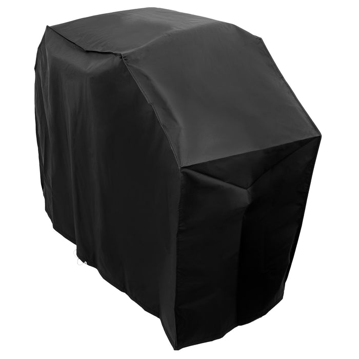Black outdoor grill cover, waterproof and durable.