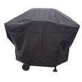 Black grill cover with wheels and brand logo.
