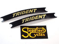 2 each TRIDENT sidecover decal set black gold Triumph sidecover embossed sticker