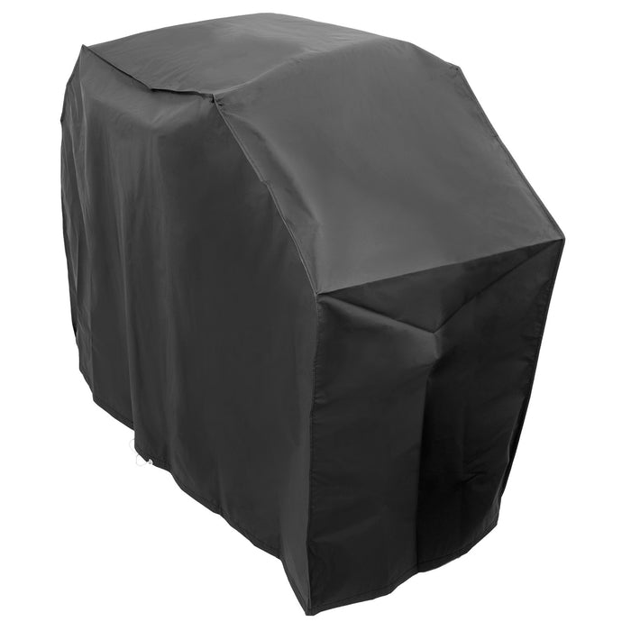 Black outdoor grill cover, waterproof and durable.