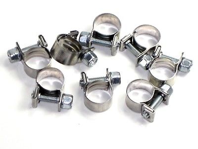 8 each ABA Fuel Tubing line clips clamps 13/32" - 15/32" Stainless