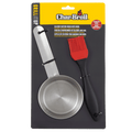 Red silicone basting brush with stainless steel bowl by Char-Broil.