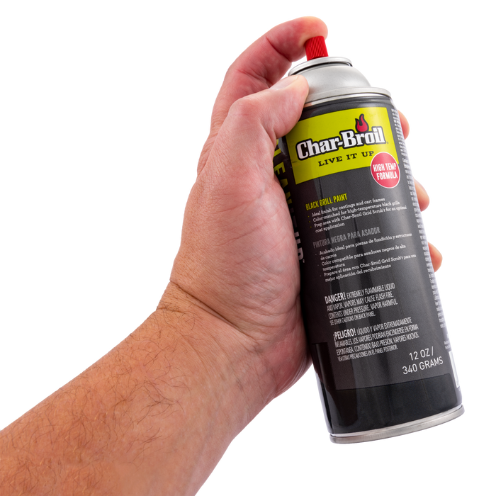 Black Char-Broil high-temperature grill paint spray can.