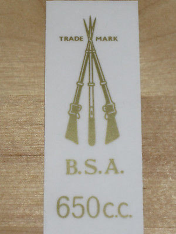BSA 650cc piled arms decal side cover stacked rifles pre-unit A65