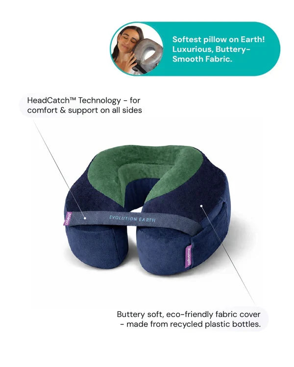 Cabeau Evolution Earth Deluxe Neck Pillow EVED6434 Terra Blue/Green