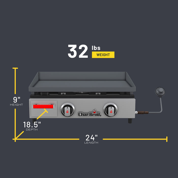 Char-Broil flat-top grill, 24" x 18.5" x 9", 32 lbs.