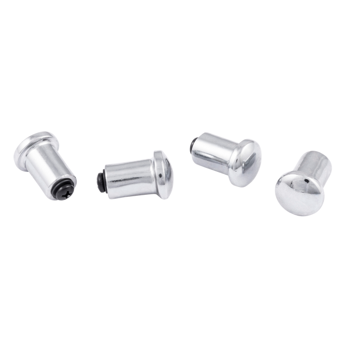 Silver metal rivets, various sizes and styles.
