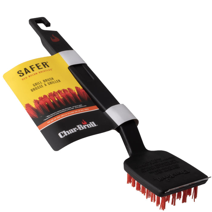 Black Char-Broil Safer Grill Brush with red nylon bristles.