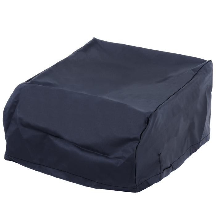 Navy blue outdoor furniture cover, waterproof and durable.