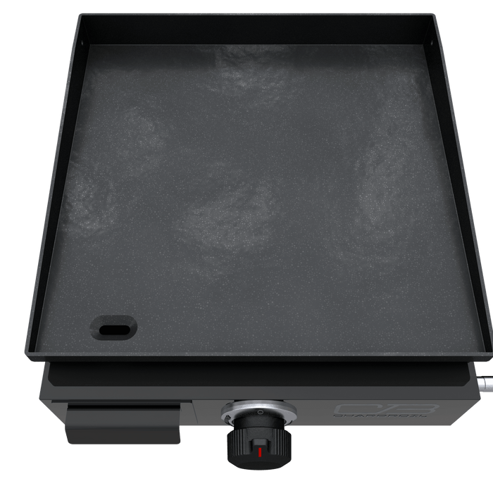 Black Char-Broil electric grill with control knobs and cord.