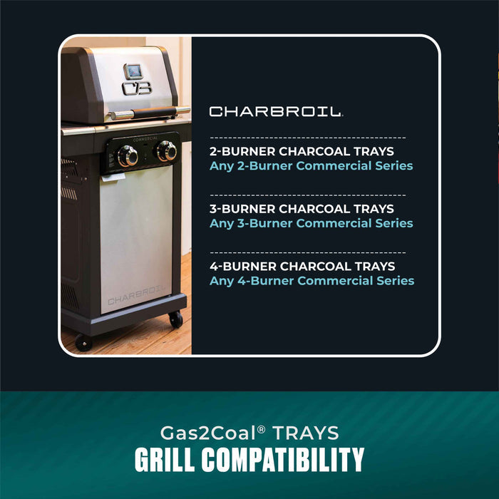 Char-Broil commercial charcoal grill with 2-, 3-, or 4-burner options.