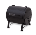 Black Char-Broil charcoal grill with lid and side vent.