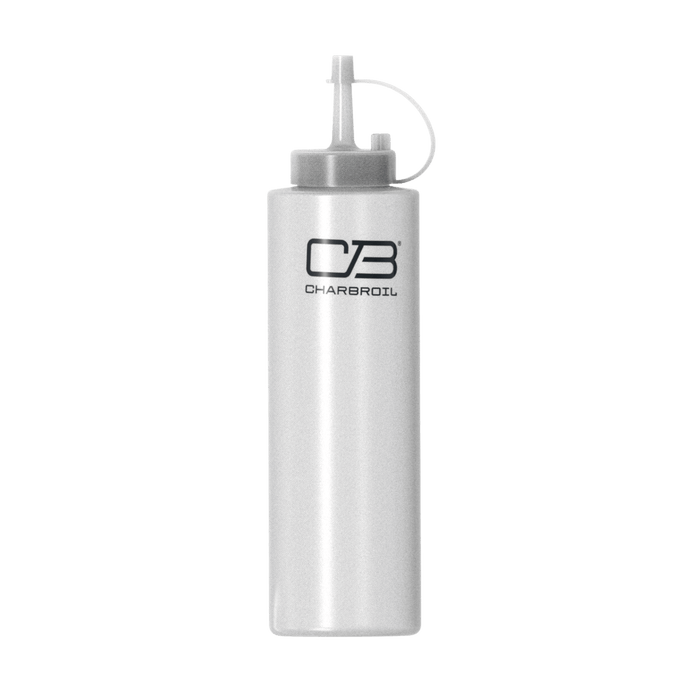 White Char-Broil squeeze bottle with logo and pump.