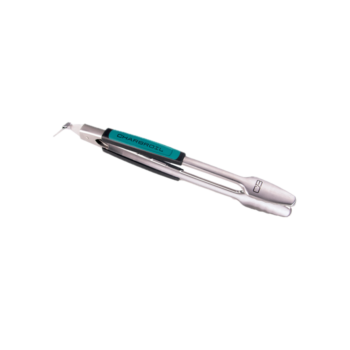 Silver Char-Broil electric lighter with teal branding.