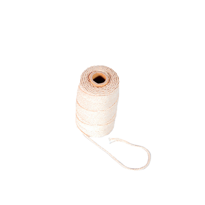 Natural jute twine spool with looped end.