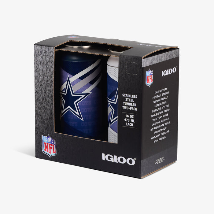 Packaging View | Dallas Cowboys Home & Away 16 Oz Can 2-Pack::::Built-in coaster