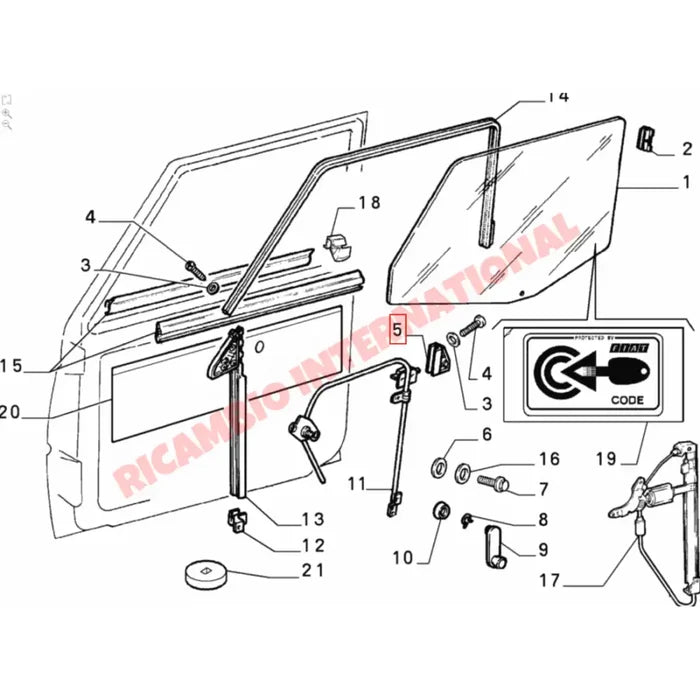 Door Glass Runner Clip - Classic Fiat Panda - Windows - Seals & Associated Parts