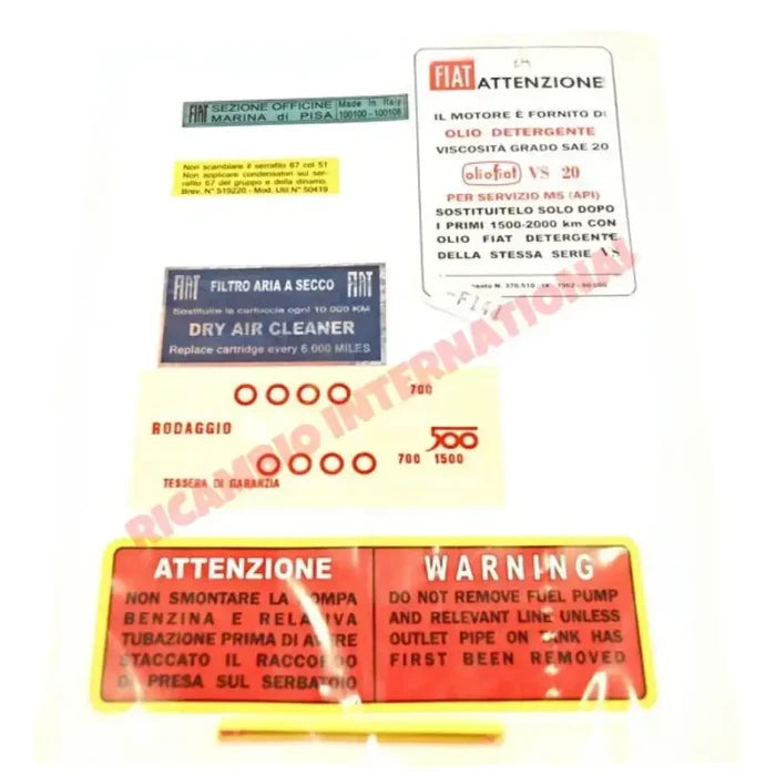 Engine Bay Sticker Kit (BEST QUALITY) - Classic Fiat 500 - Classic Fiat 500 Parts & Spares