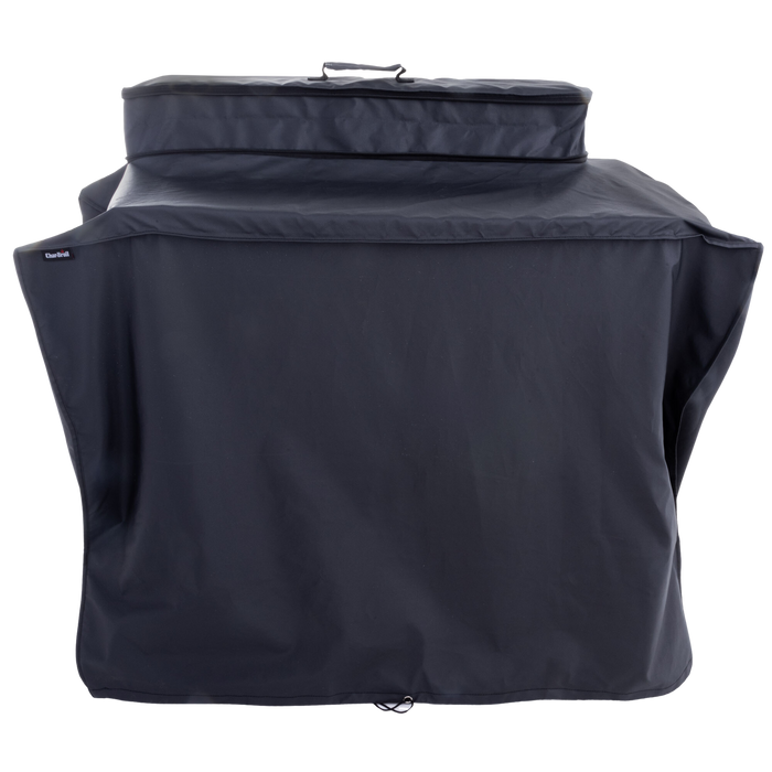 Dark gray grill cover by Char-Broil, protective outdoor cooking accessory.