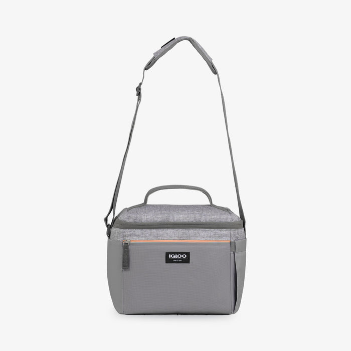 Strap View | Everyday Lunch Rounded Cube Cooler Bag::Gray::Adjustable crossbody strap