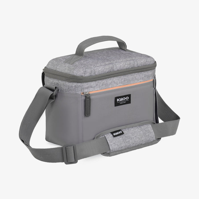 Angle View | Everyday Lunch Rounded Cube Cooler Bag::Gray::Holds up to 12 cans