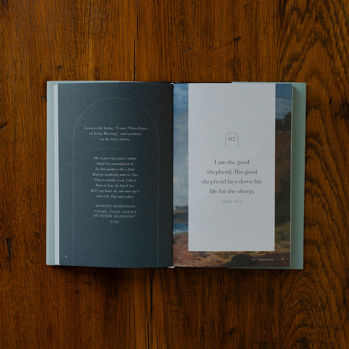 Face to Face Hardcover opened to a devotional and quotes page on a wooden table