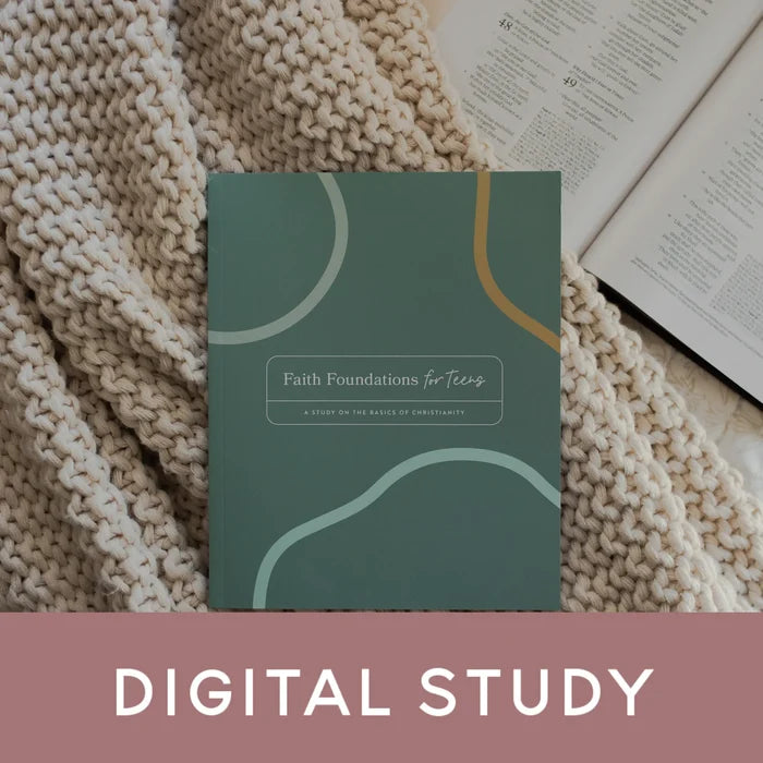 Faith Foundations for Teens study on a knitted blanket on an open bible