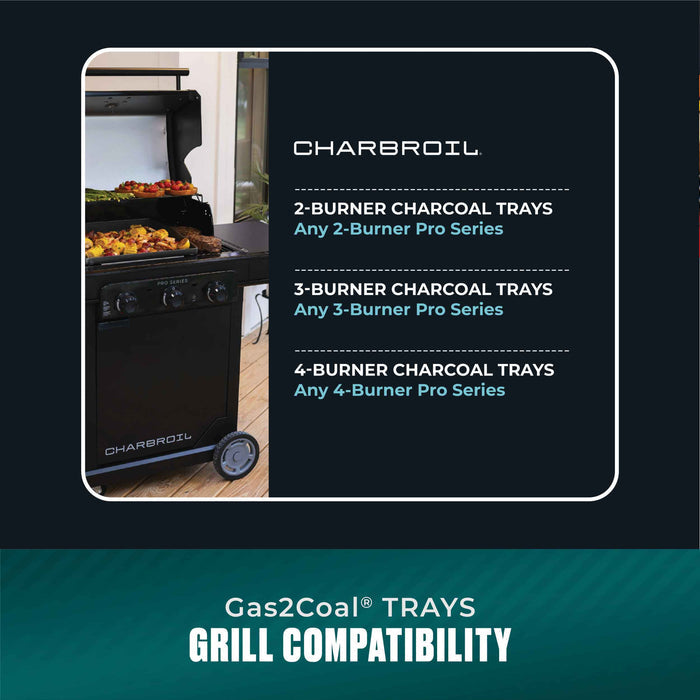 Black Char-Broil Pro Series charcoal grill with 2, 3, or 4 burners.