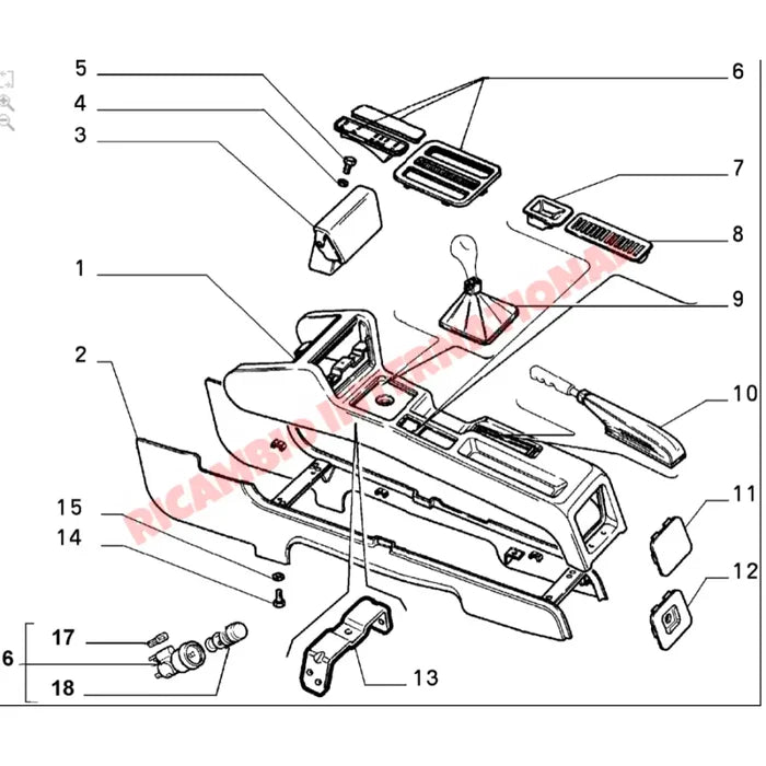 Gear Lever & Hand Brake Lever Cowling Kit - Lancia Thema - Gearbox