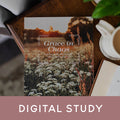 Bible study sitting on a table with the words Digital Study overlaying the image