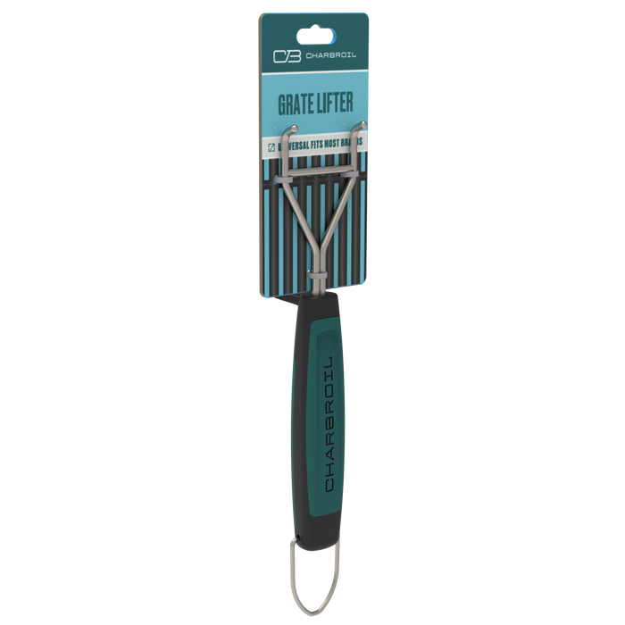 Char-Broil Grate Lifter, universal fit, blue and black handle.