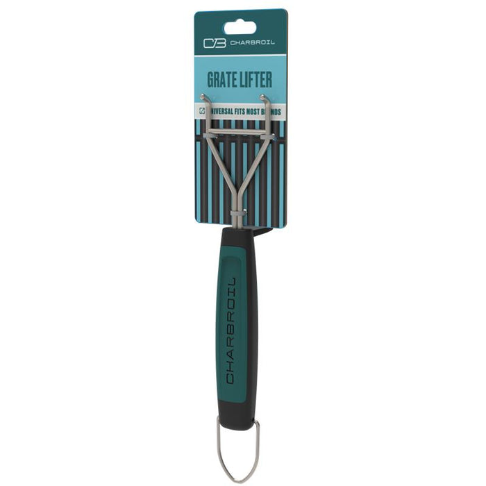 Char-Broil Grate Lifter, black and teal, universal fit.