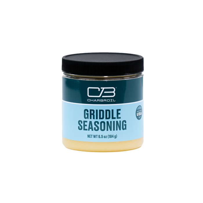 Blue Char-Broil Griddle Seasoning jar, 6.5 oz (184 g).
