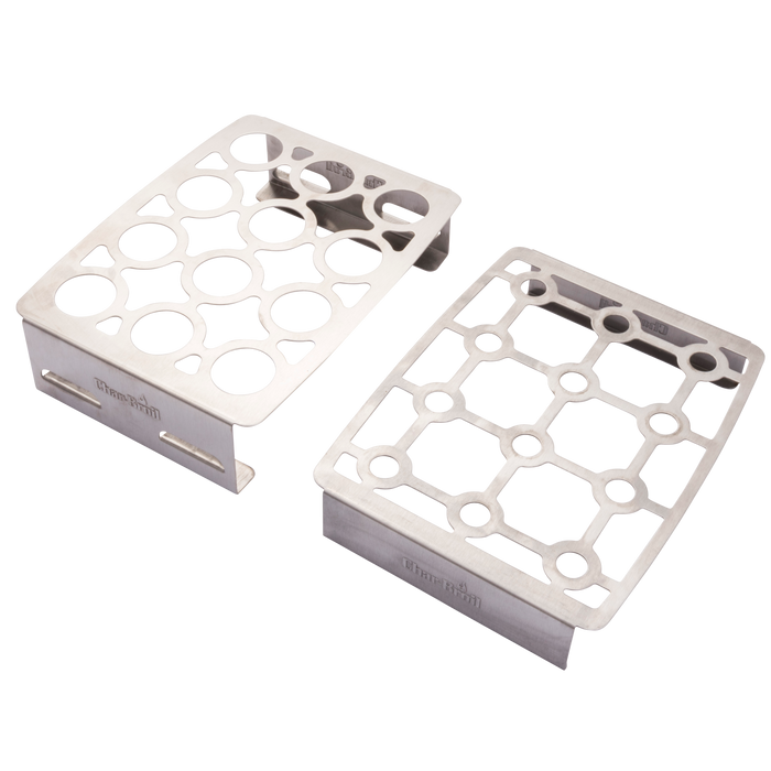 Silver metal guitar pedalboard with circular cutouts and "GigRig" branding.