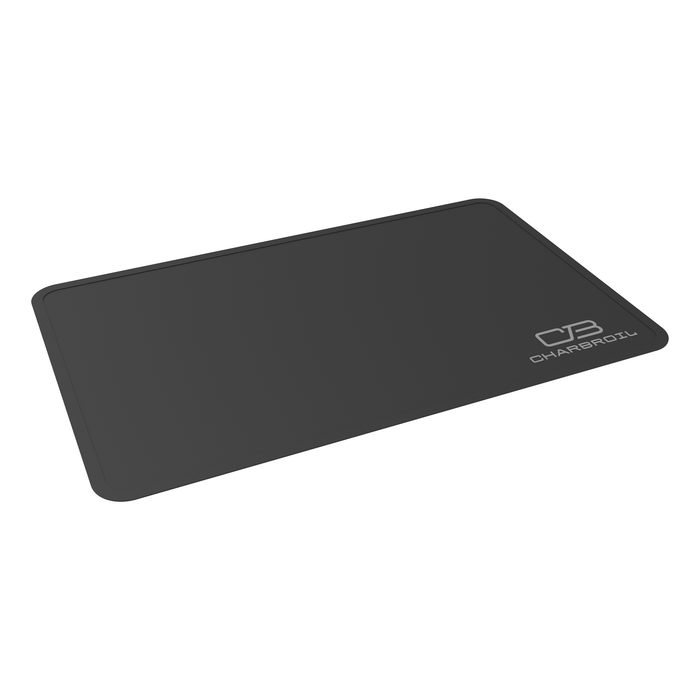 Black Char-Broil rectangular grill mat with logo.