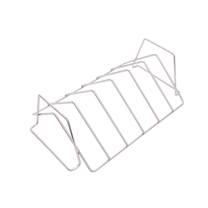 Silver wireframe organizer with multiple compartments.