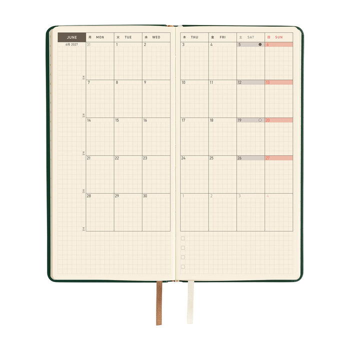 HOBONICHI TECHO 2027 | WEEKS | Leather: Forest Green