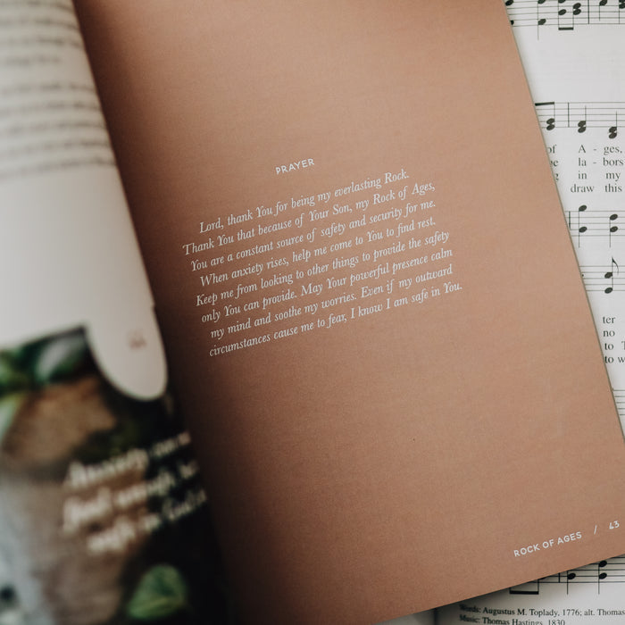 Prayer for Anxiety in Hymns booklet for Christian women