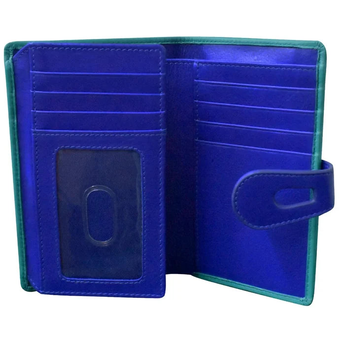 ILI Medium Cut Out Tab Wallet 7817 Aqua/Cobalt