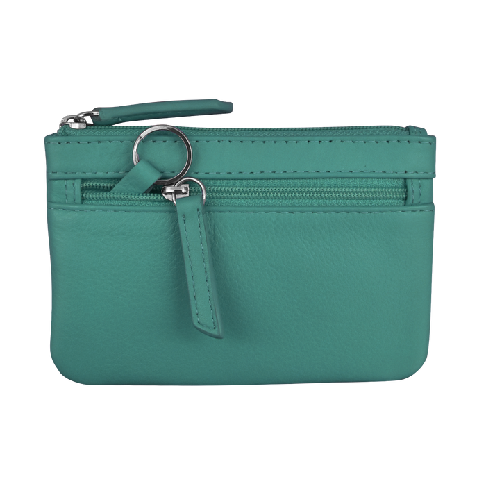 ILI RFID Blocking Leather Zip Coin Purse 6413