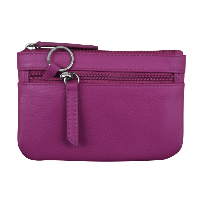 ILI RFID Blocking Leather Zip Coin Purse 6413