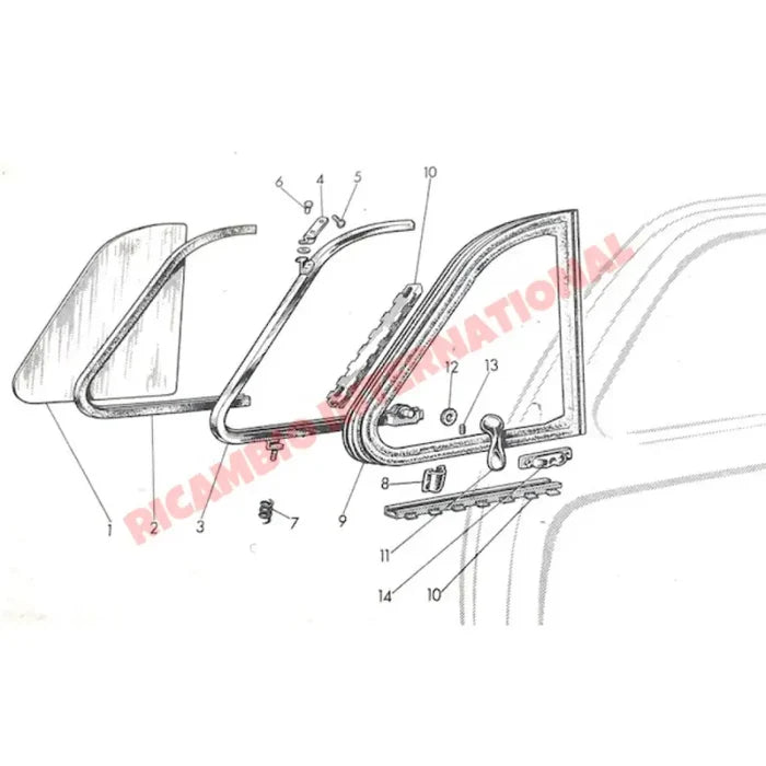 Inner Hinge Cover - Classic Fiat 500 - Glass & Associated Parts