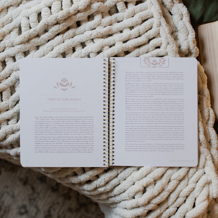 Jesus is Better study opened to the Faith in Deliverance page laying on a white knitted blanket