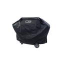 Black Char-Broil grill cover with wheels.