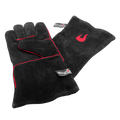 Black Char-Broil barbecue gloves with red stitching and logo.