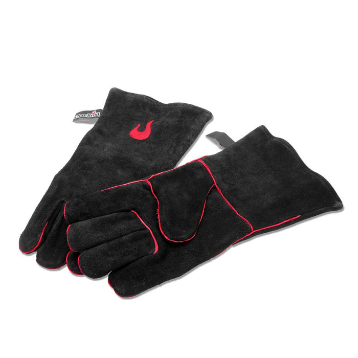Black Bar-B-Q gloves with red stitching and logo.