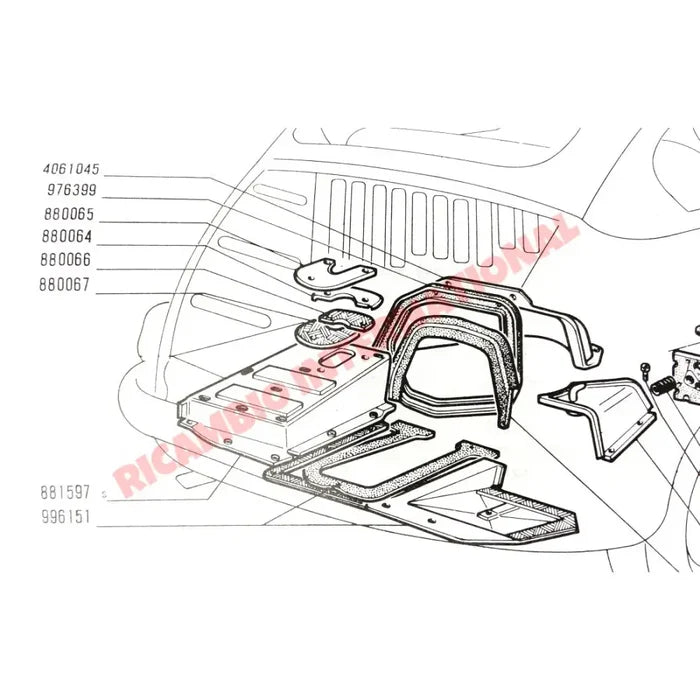 Lower Engine Bulkhead Rubber Seal - Fiat 600 - Engine & Engine Parts