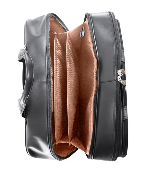 McKlein BOWERY 15” Leather Wheeled Laptop Briefcase 87855 Black