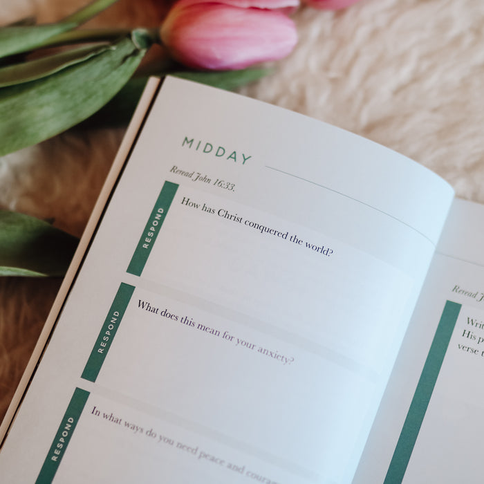 Meditations for Anxiety is open to a midday meditations page