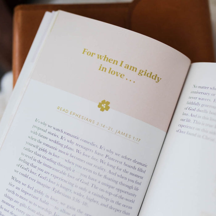 Meditations for Gospel-Centered Dating is open to the page titled "For when I am giddy in love..."